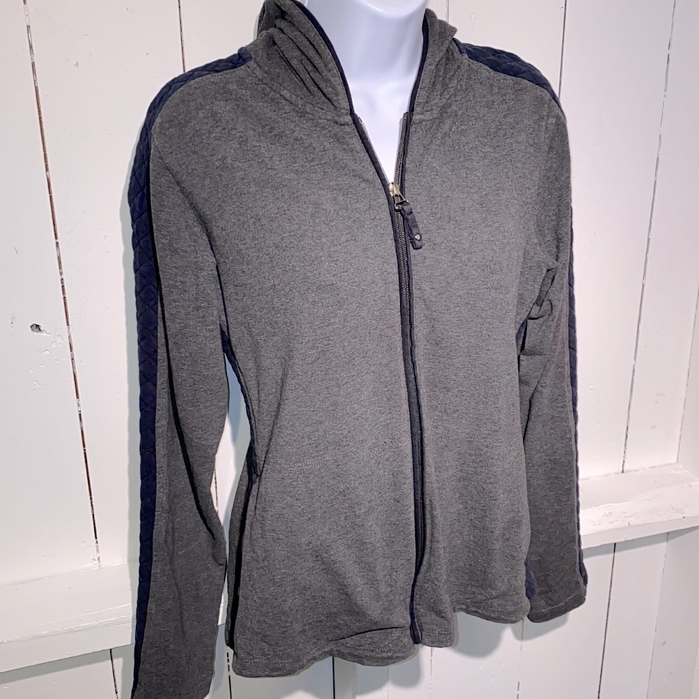 New York Laundry Hoodie Medium Cotton Blend Zip Up Gray Navy Women’s M Spring